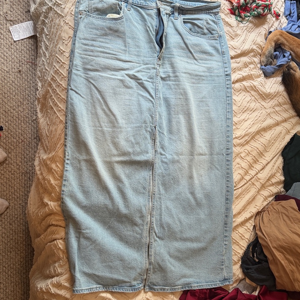 Light Blue Denim Maxi Skirt